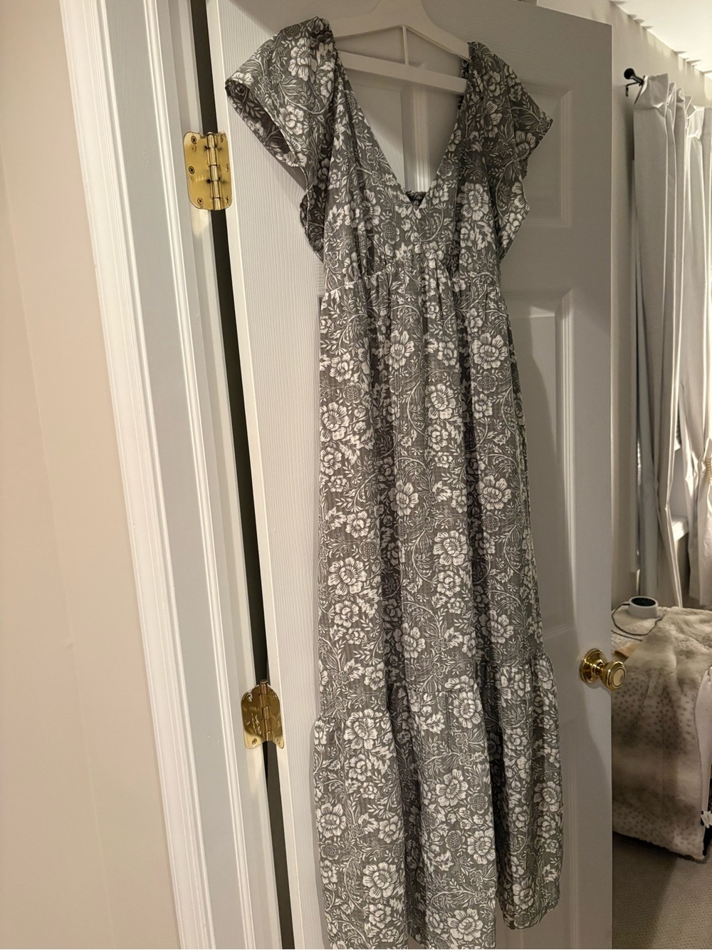 Target Grey Floral Maxi Dress with V-Neck
